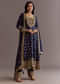 Dark Blue Chinon Zari Embroidered Anarkali Suit With Dupatta