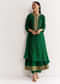Dark Green Bandhani Kurta Set With Dupatta