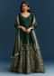 Dark Green Jacquard Silk Anarkali Suit With Festive Jacket Overlay