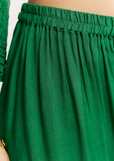 Dark Green Printed Chiffon Sequin Kurta Set With Dupatta