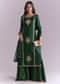 Dark Green Silk Palazzo Suit With Gota Work