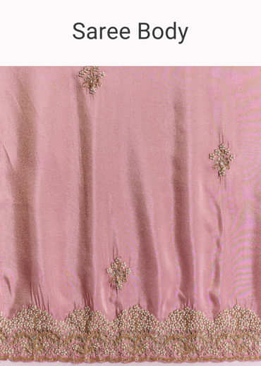 Dark Peach Tissue Saree With Gota Patti Embroidery
