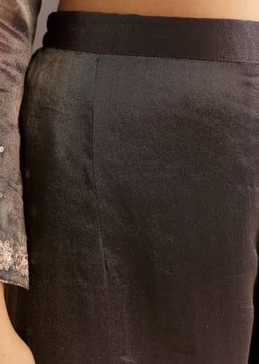 Dark Purple Organza Tissue Embroidered Kurta Pant With Embroidered Dupatta