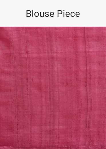 Dark Pink Saree With Resham Work And Unstitched Blouse