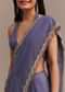 Dark Lavender Crushed Tissue Saree With Stone And Cutdana Embellished Border