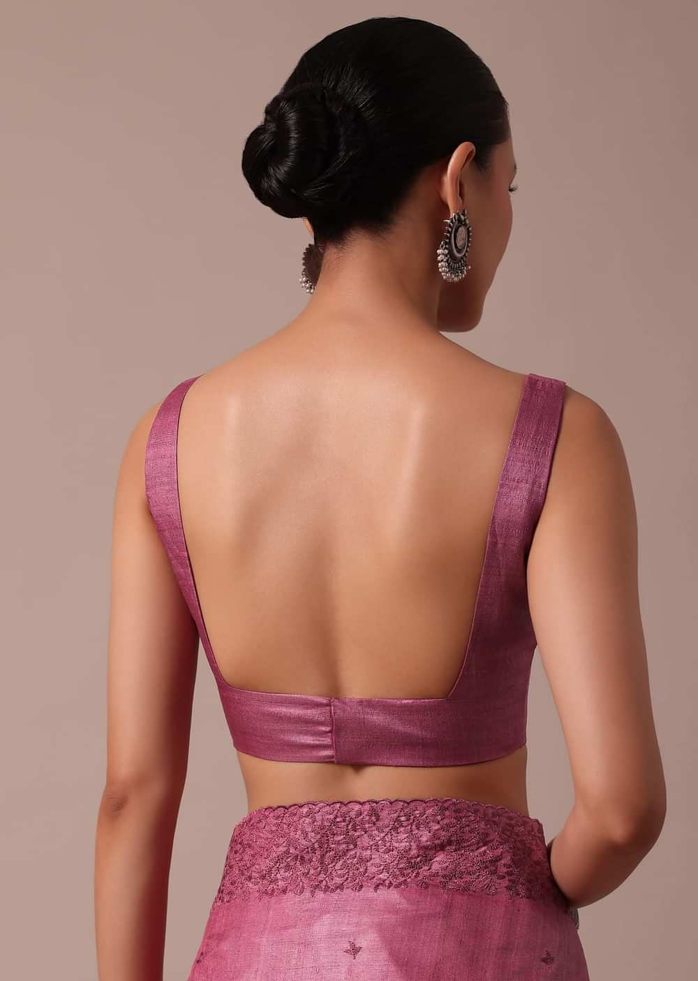 Dark Pink Saree With Resham Work And Unstitched Blouse