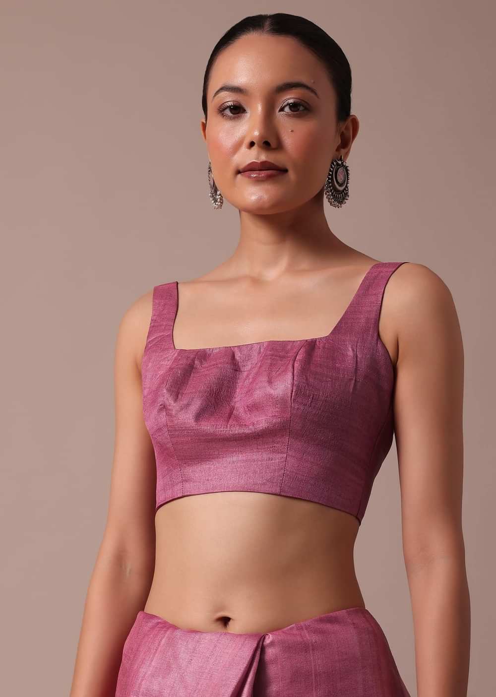 Dark Pink Saree With Resham Work And Unstitched Blouse