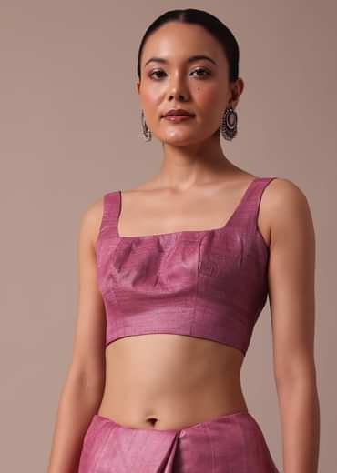 Dark Pink Saree With Resham Work And Unstitched Blouse