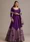 Dark Purple Gold Weave Anarkali Set With Banarasi Dupatta