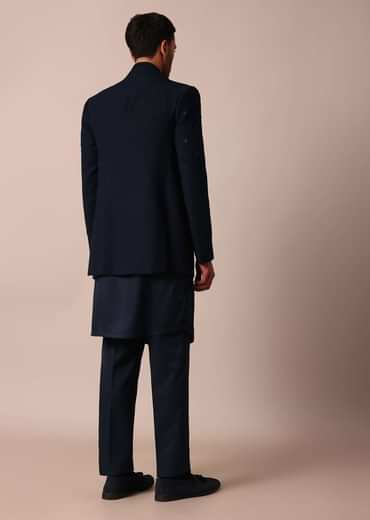 Dashing Blue Jacquard Indowestern For Men