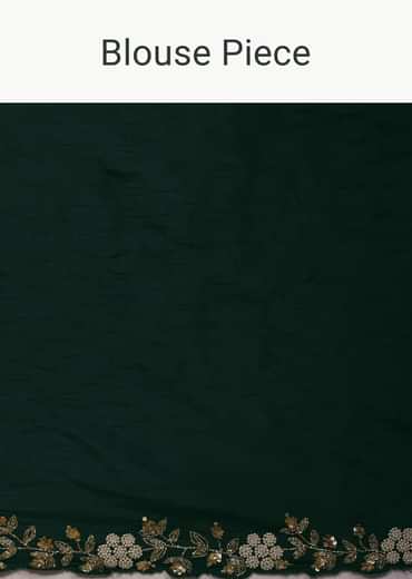 Deep Green Floral Printed Saree In Organza With Cut Dana Butti All Over