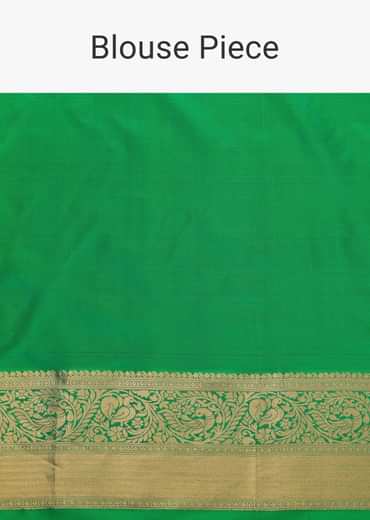 Jade Green Kanjivaram Saree In Zari Weave With An Unstitched Blouse