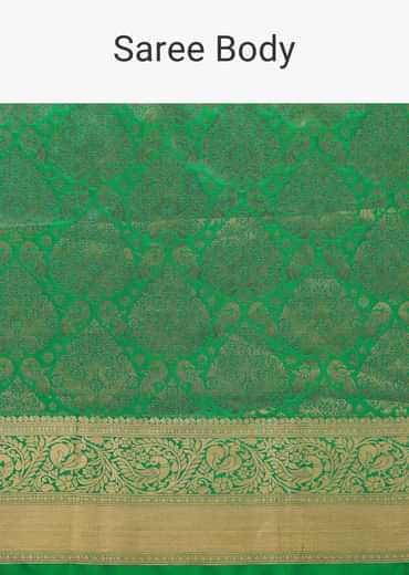 Jade Green Kanjivaram Saree In Zari Weave With An Unstitched Blouse