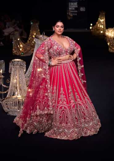 Deep Red Raw Silk Zardosi And Aari Work Lehenga Set With Dupatta