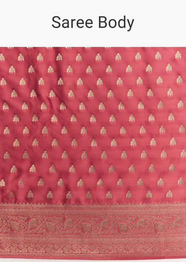 Dusky Pink Silk Saree With Butti And Woven Border