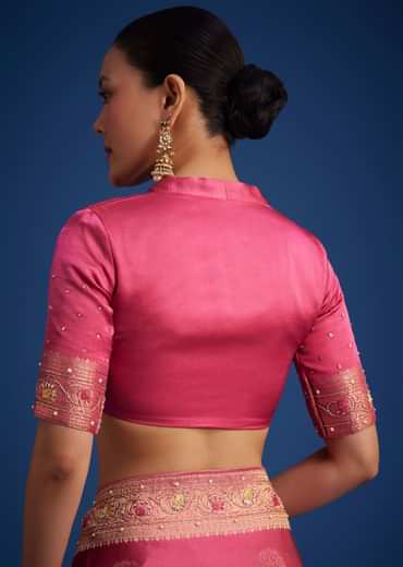 Dusky Orange Dola Silk Saree With Embroidered Border And Pallu