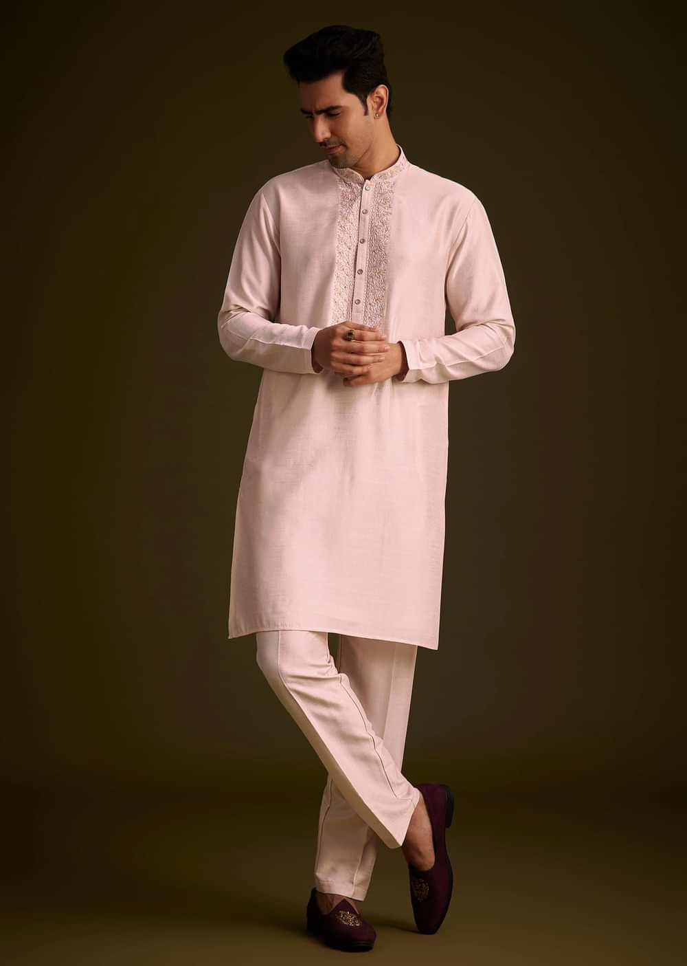 Cream Embroidered Sherwani With Thread And Sequin Work