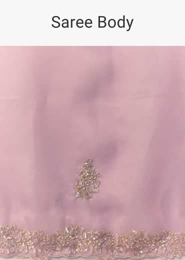 Dusty Pink Embroidered Saree with Blouse Fabric