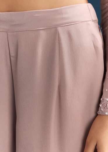 Dusty Pink Sharara Suit With Sequins Work And Dupatta