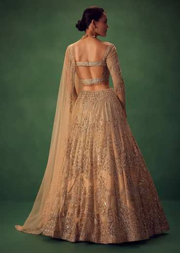 Dusty Gold Sequin Work Lehenga Set