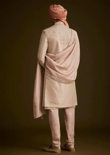 Dusty Pink Embroidered Sherwani Set