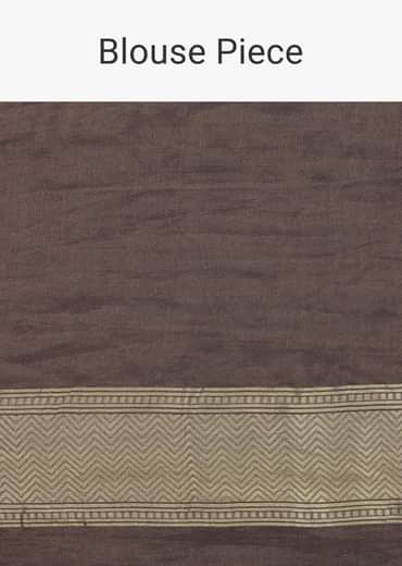 Fog Grey Saree In Tissue Georgette With Banarasi Zari Weave And An Unstitched Blouse