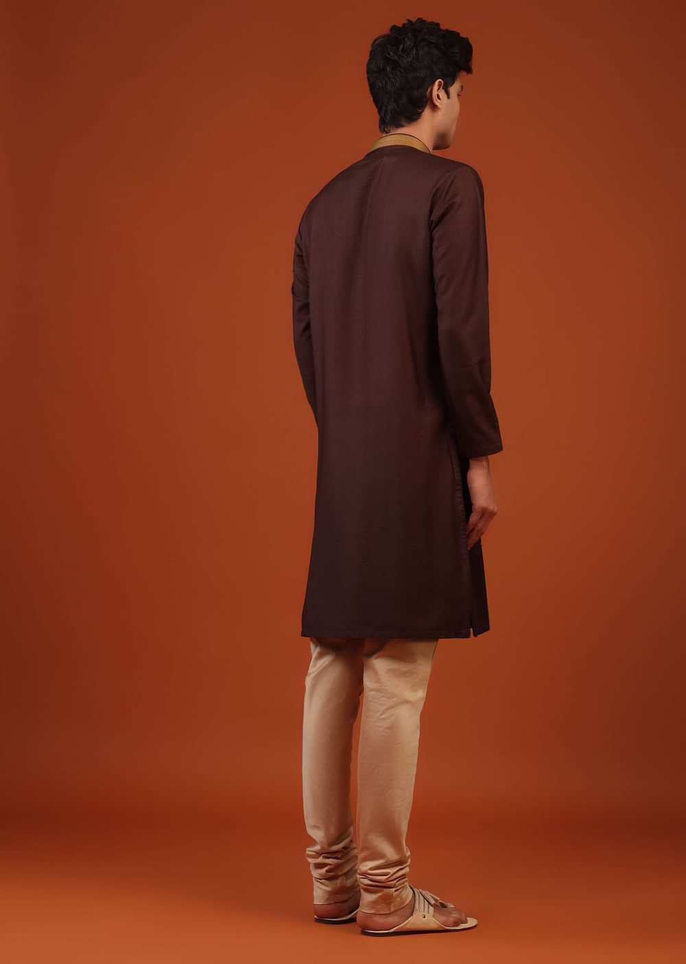 Wine Purple Thread Woven Silk Kurta Set