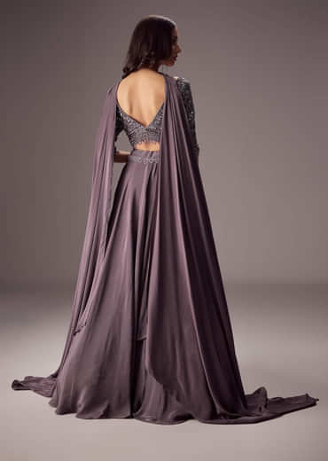 Elegant Purple Lehenga With Double Circular Flare