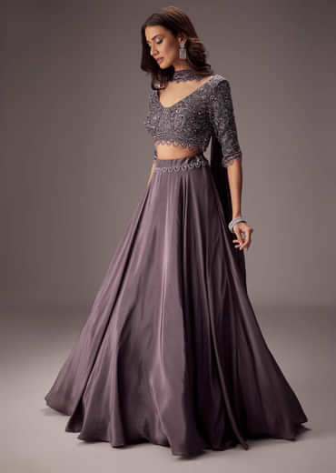 Elegant Purple Lehenga With Double Circular Flare