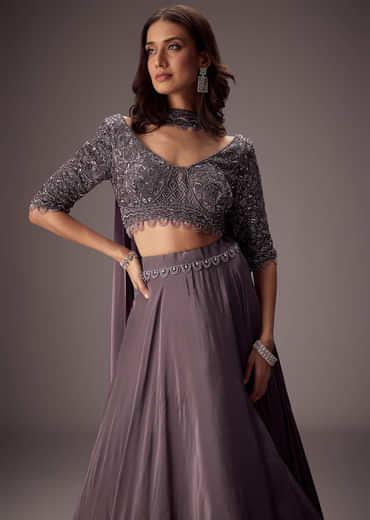Elegant Purple Lehenga With Double Circular Flare
