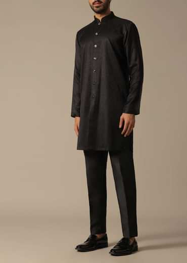Elegant Black Men's Indowestern Ensemble