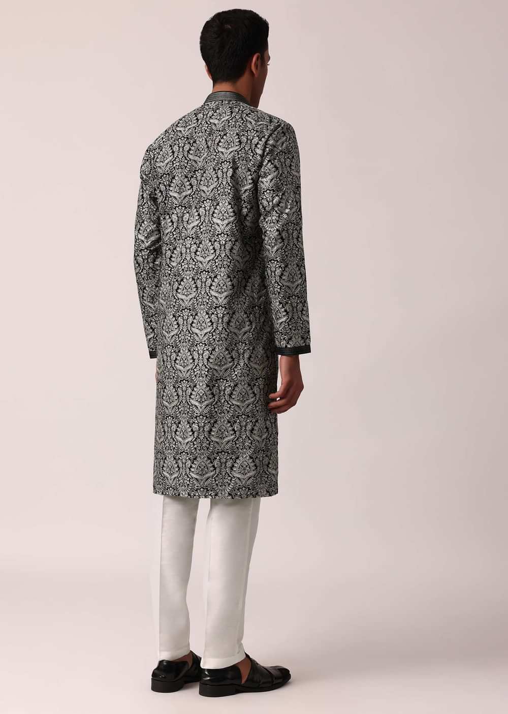 Elegant Black Silk Kurta Set For Men