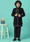 Elegant Black Silk Sherwani Set For Boys