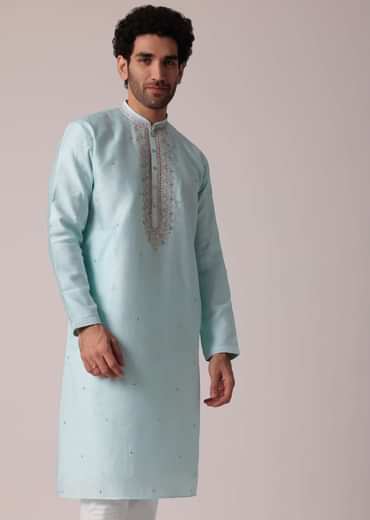 Elegant Blue Festive Kurta Set For Men