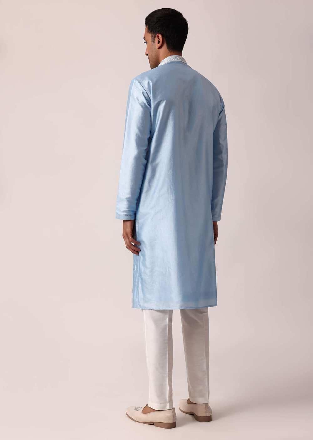 Elegant Blue Silk Kurta Set For Men