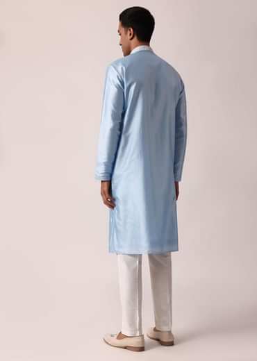 Elegant Blue Silk Kurta Set For Men