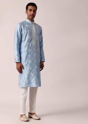 Timeless Blue Silk Kurta Set For Men