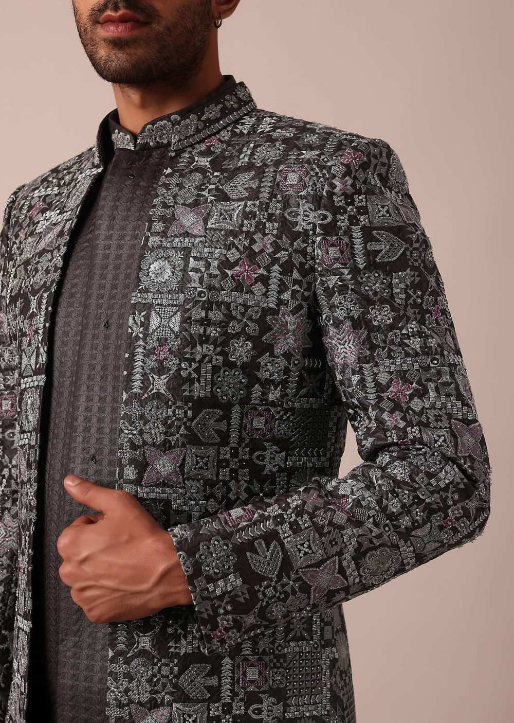 Elegant Brown Indowestern Set For Men