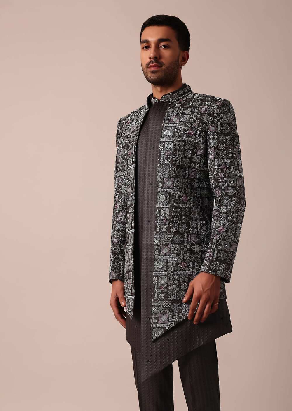 Elegant Brown Indowestern Set For Men