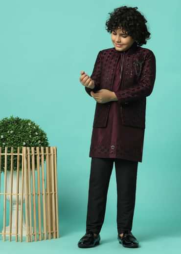 Elegant Embroidered Festive Sherwani For Boys