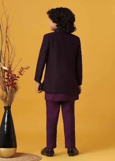 Elegant Embroidered Sherwani Set For Boys