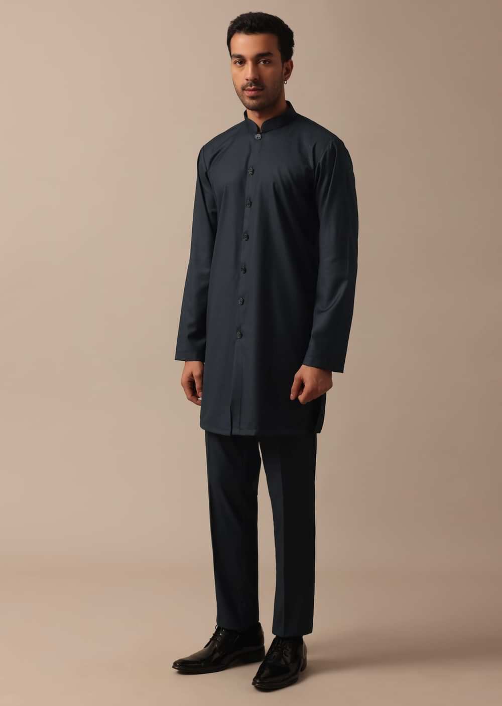 Elegant Grey Heavy Embroidered Indowestern For Grooms