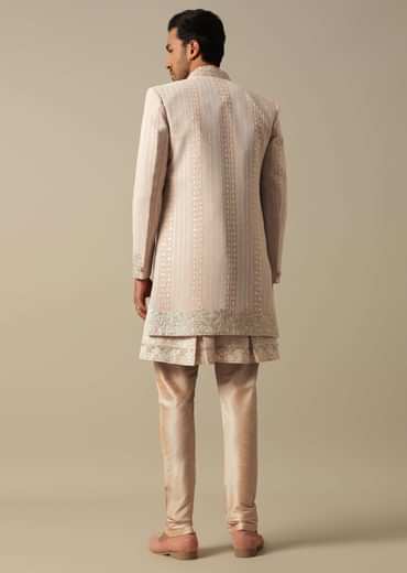 Elegant Peach Indowestern Sherwani Set