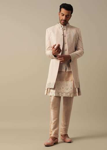 Elegant Peach Indowestern Sherwani Set