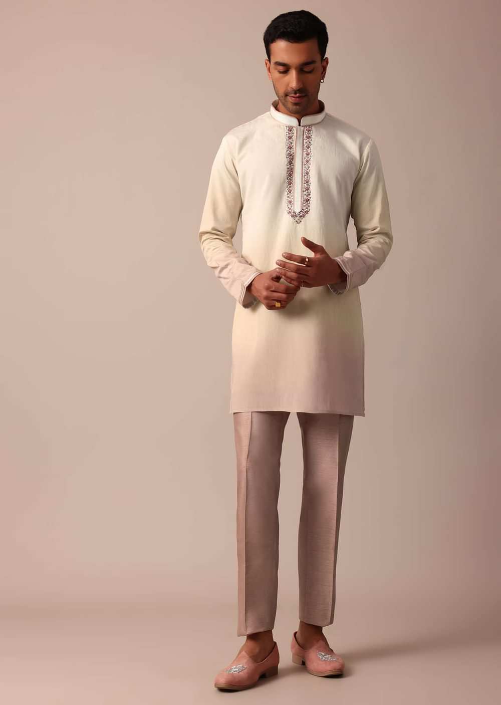 Elegant Peach Indowestern With Ombre Detailing