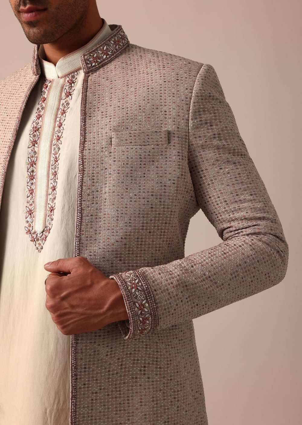 Elegant Peach Indowestern With Ombre Detailing