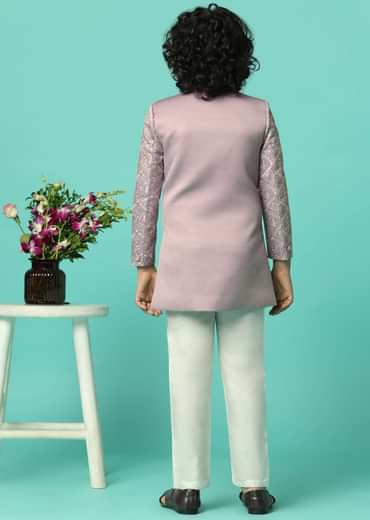 Elegant Peach Sherwani Set For Boys