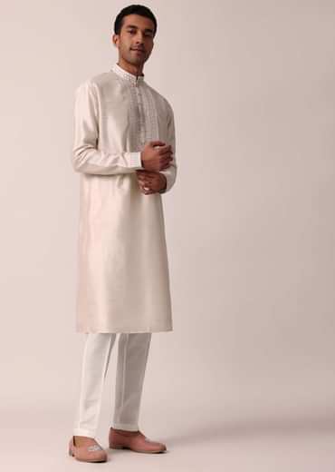 Elegant Peach Silk Kurta Set With Exquisite Cut Work