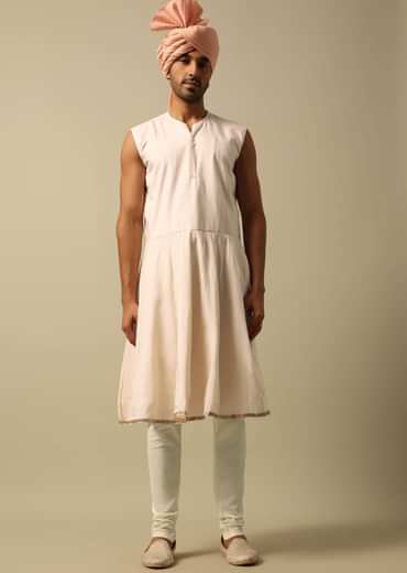 Elegant White Raw Silk Sherwani
