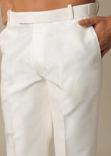 Elegant White Silk Indowestern Set